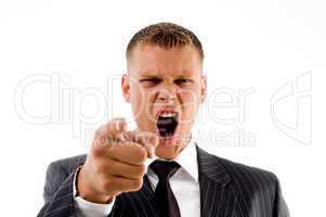 portrait of shouting businessman