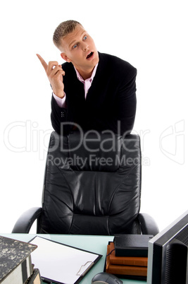 portrait of pointing businessman