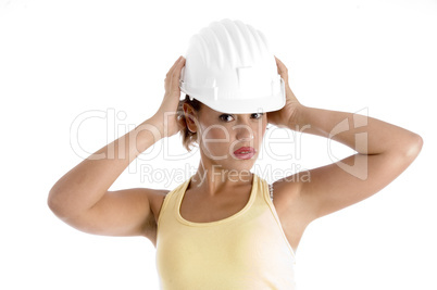 woman with architect helmet