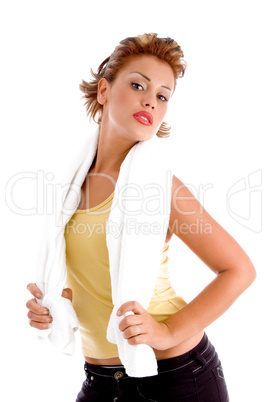 posing model with towel