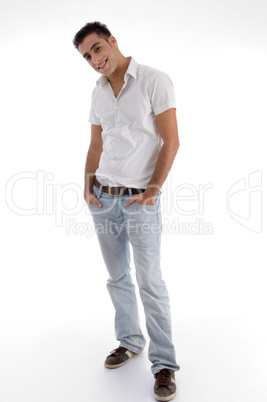 standing smiling young man