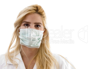 front view of female surgeon with face mask