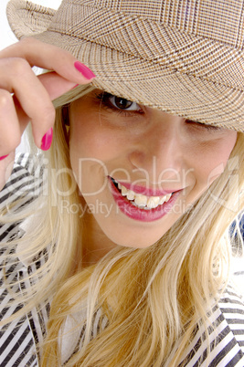 close view of woman with hat