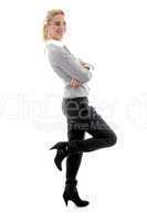side view of posing businesswoman