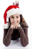 young female in christmas hat posing