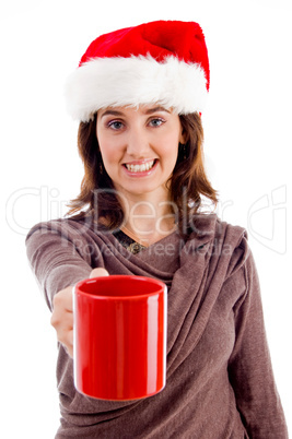 young female posing with her coffee mug