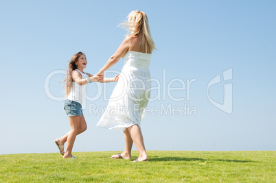Mum and daughter playing