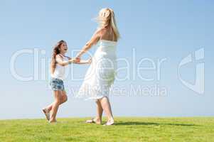 Mum and daughter playing