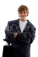 front view of smiling young businessman
