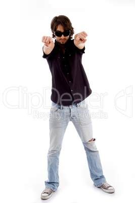 standing male pointing at camera with both hands