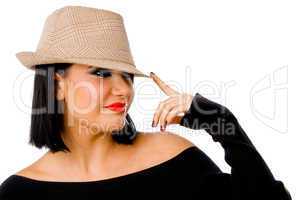 portrait of smiling female wearing hat