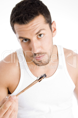 young man eating sushi food