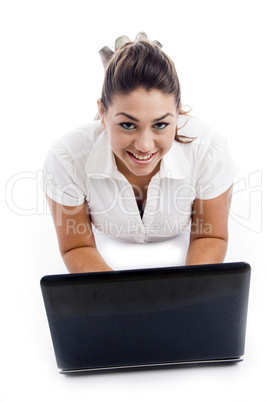 smiling woman with laptop