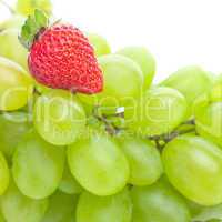 bunch of white grapes and strawberries