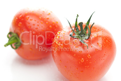 tomato with water drops isolated on white