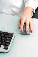 mouse in hand and keyboard