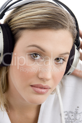 woman wearing headset