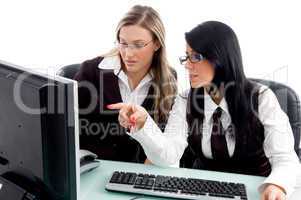 professional women checking office profile in own pc