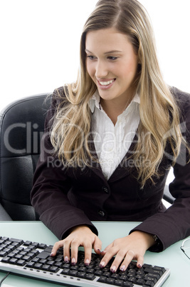 young female working on computer