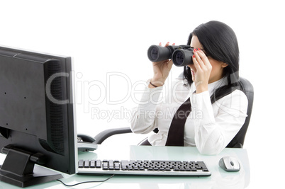 young ceo looking through binocular