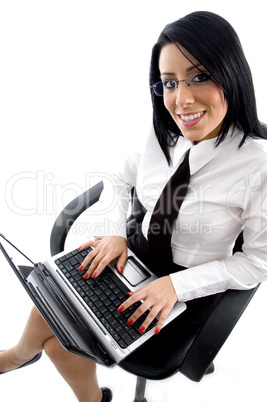 young manager working on laptop