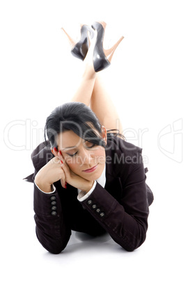 young businesswoman with closed eyes