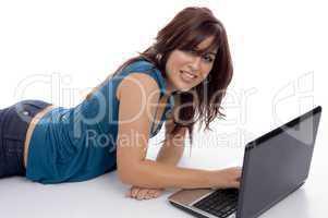 beautiful young female with laptop