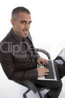 man working on laptop