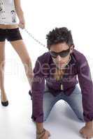 bending man with chain and sunglasses