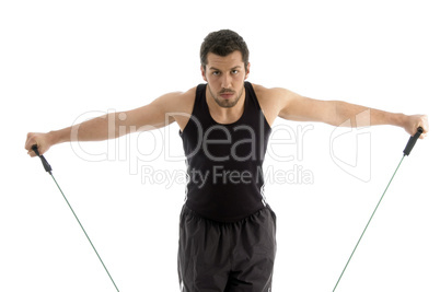 exercising man stretching rope