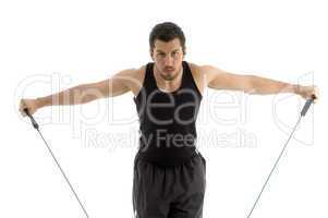 exercising man stretching rope