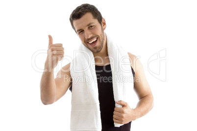portrait of smiling male with thumbs up portrait of smiling male with thumbs up