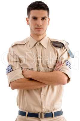 american guard with folded hands