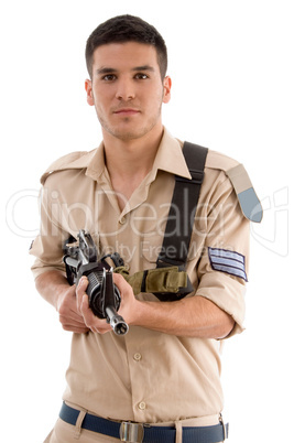 soldier with gun in hands