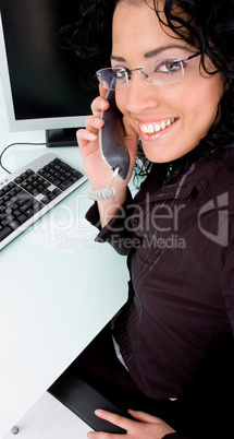 working woman talking on phone