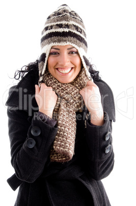 beautiful female happy in winters