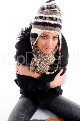 female model shivering with cold