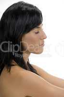 side view of lady with closed eyes