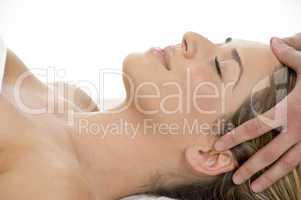 portrait of lady getting head massage