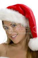 posing smiling lady with santa cap