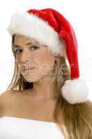 posing sexy lady with santa cap