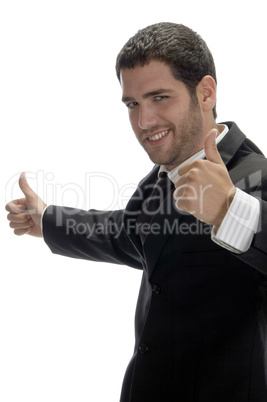 happy businessman wishing good luck