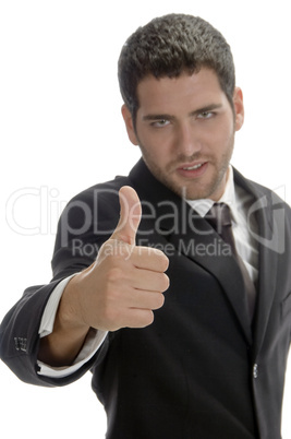 businessman showing thumb