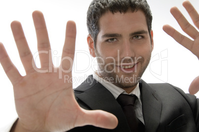 young man with hand gesture