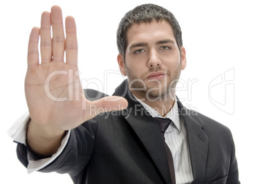 businessman stopping someone