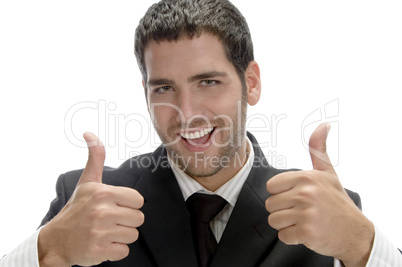 successful happy businessman with cheer up