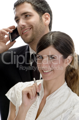 american business couple posing