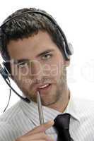 businessman posing with pen