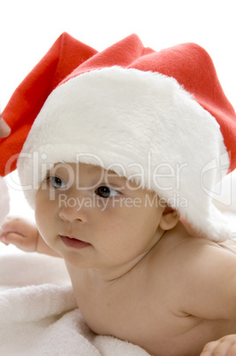 cute young baby wearing santa cap