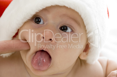 cute young baby wearing santa cap